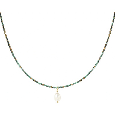 Ornamenti Pozlacený pearls green heart gold OOR300033