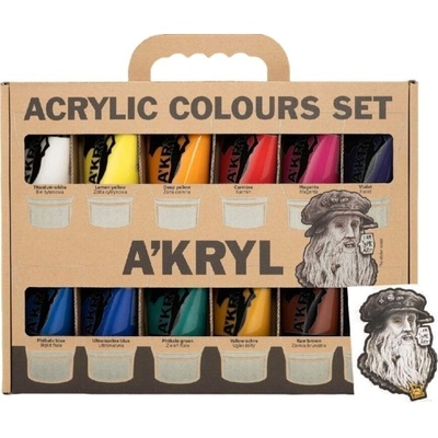 A'Kryl Комплект акрилни бои 12 x 100 ml (02.1906)