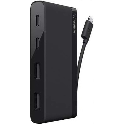Belkin USB-C 4-Port Mini Hub - USB-C хъб за свързване от USB-C към два USB-A и два USB-C порта (тъмносив)