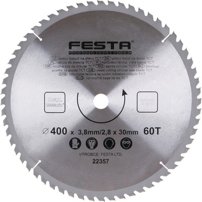 Festa Pilový kotouč s SK plátkem, 400 x 30 mm, 60 zubů, TCT 22357