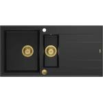 Quadron Unique Evan 156 вградена композитна мивка, карбоново черно - златно 100x50 см (HQE510050U7_PVDG1_P2O) Мивка за вграждане