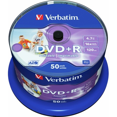 Verbatim DVD-R 4,7GB 16x, printable, cakebox 50ks (43512)