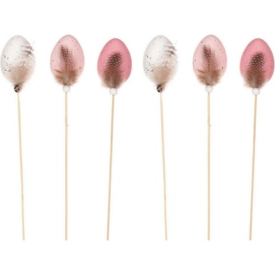 Vajíčko plastové zápich, s pírkem, 6cm Cena za sáček 6ks VEL7004 PINK – Sleviste.cz