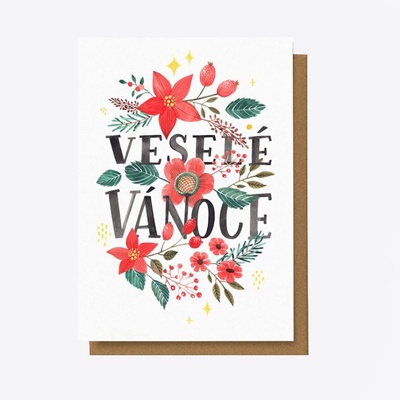 Veselé Vánoce a šťastný nový rok - přání bílé II