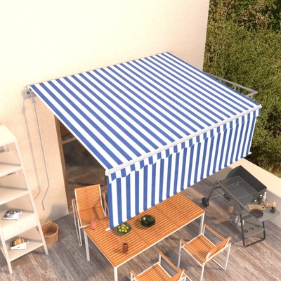 VidaXL Automatická zatahovací markýza s roletou 4,5 x 3 m modro-bílá