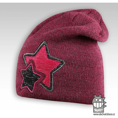 čepice pletená Star vzor 02 růžovo šedá
