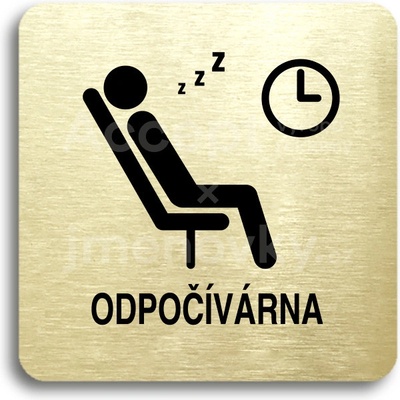 ACCEPT Piktogram odpočívárna IV - zlatá tabulka - černý tisk bez rámečku