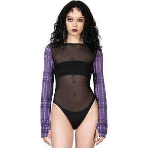 KILLSTAR дамско боди KILLSTAR - Sweetheart Dreams - Purple Tartan - KSRA009431