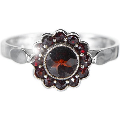 Český granát prsten stříbrný 120144