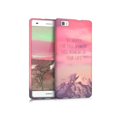 kwmobile Калъф с дизайн be happy за Huawei P8 Lite - розов