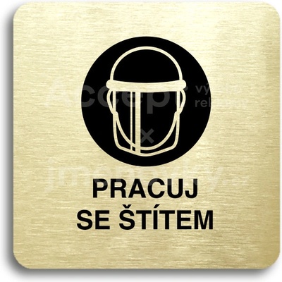 ACCEPT Piktogram pracuj se štítem IV - zlatá tabulka - černý tisk bez rámečku
