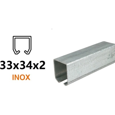 INOX C-profil pre závesnú bránu 33×34×2mm 3 m nerezový