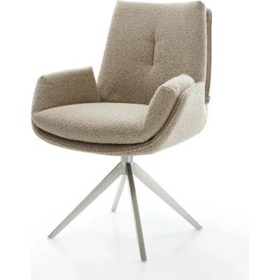 Delife Clea-Flex bouclé tmavě béžová křížová podnož široká nerezová ocel