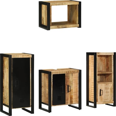 vidaXL Комплект мебели за баня с чекмедже 4 pcs Солидно мангово дърво (3305664)