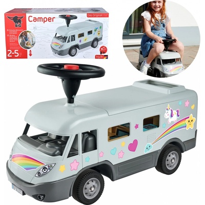 BIG obytný karavan Camper s komplet výbavou pro 12 cm postavičku a protiskluzová kola a klakson