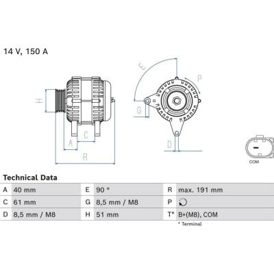 Alternátor BOSCH 0 986 085 020 (0986085020)