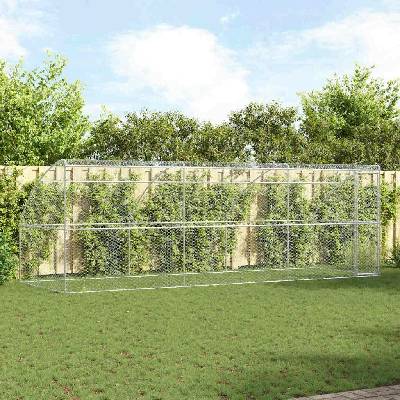 vidaXL Klec pro psy se střechou sada 3 ks 600 x 200 x 200 cm pozinkovaná ocel stříbrná 9799.3368337
