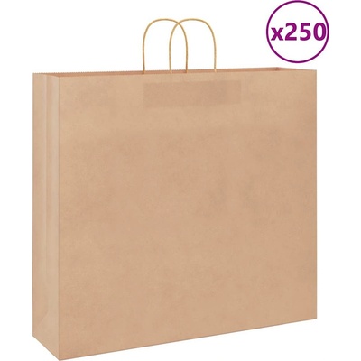 vidaXL Хартиени торбички 250 бр с дръжки кафяви 54x15x49 см (4101598)