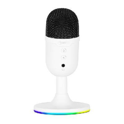Marvo streamovací mikrofon MIC-06 - bílá s RGB podsvícením, QMMWF06UGT00