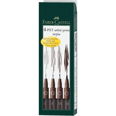 Faber-Castell 167101 Pitt Artist Pen 4 ks S F M B sépia