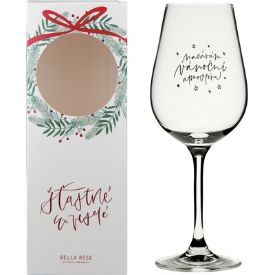 Bella Rose Sklenice na víno Nasávám vánoční atmosféru + vánoční krabička čirá barva sklo 350 ml – Zboží Dáma