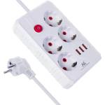 Maclean Разклонител Maclean, удължител с 4 гнезда + 3xUSB, 110-240V AC 50/60Hz (MCE393 W)