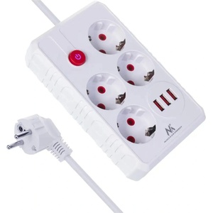Maclean Разклонител Maclean, удължител с 4 гнезда + 3xUSB, 110-240V AC 50/60Hz (MCE393 W)