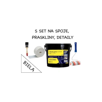 S SET NA SPOJE, DETAILY 5kg - Tekutá guma ALFEMA TG500 biela 5 kg, Geotextília malá PP100g 100mm x 25m, náradie (NOVÉ BALENIE, PÔVODNÁ RECEPTÚRA!)
