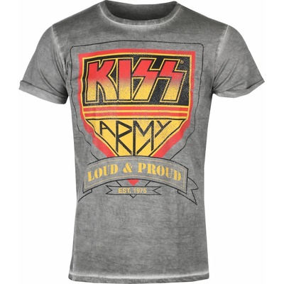 HYBRIS мъжка тениска KISS - ARMY - Loud & Proud Distressed Logo Urban - Сив - HYBRIS - ER-66-KISS009-H71-7-GY