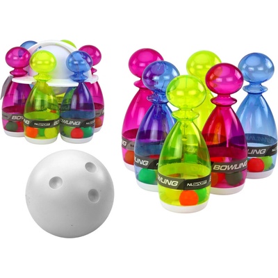 Lean Toys Bowlingová súprava 6 farebných priehľadných kolkov