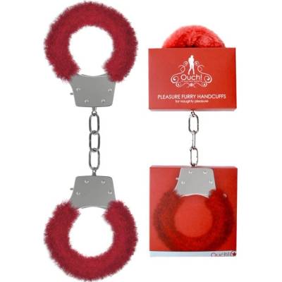 Pleasure Handcuffs Furry Red