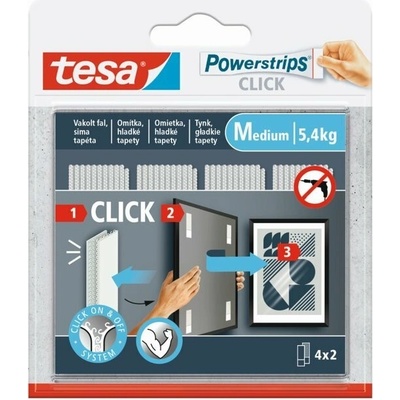 tesa®77720 POWERSTRIPS samolepící proužky se suchým zipem Rozměr: vel. M (2×8cm), až 5,4 kg