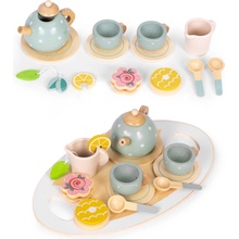 ECOTOYS Drevená čajová súprava čajník 14 kusov