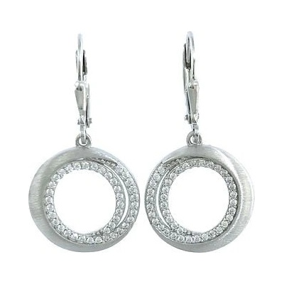 INFINITYSILVER Stříbrné visací náušnice ELENA mat se zirkony OE414MAT