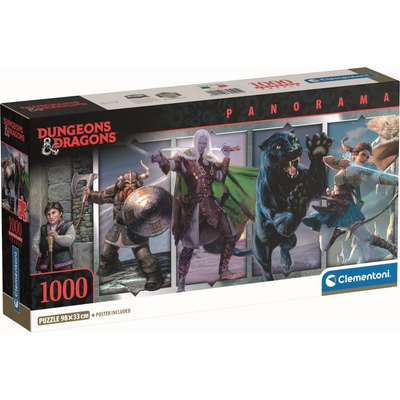 Clementoni Панорамен пъзел Clementoni от 1000 части - Подземия и дракони (39501)