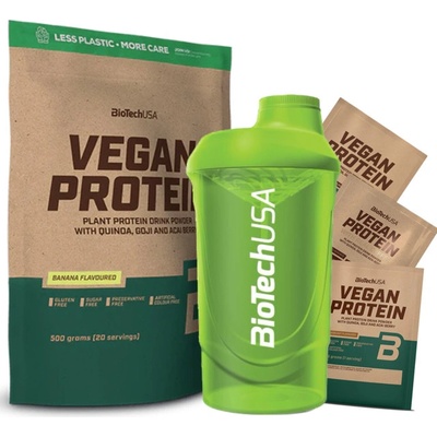 AKCE BioTech Vegan Protein 500 g + ZDARMA Šejkr 600 ml + 3x vzorek Vegan protein 25 g