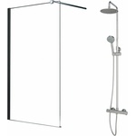 Fluminia Комплект душ кабина Mediterraneo Foxy Walk-In хром 120x200 см и душ колона Omnires Y хром (foxy120+Y1244XOCR)
