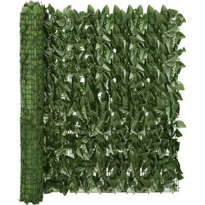 vidaXL Balkónová zástěna s tmavě zelenými listy 500 x 100 cm