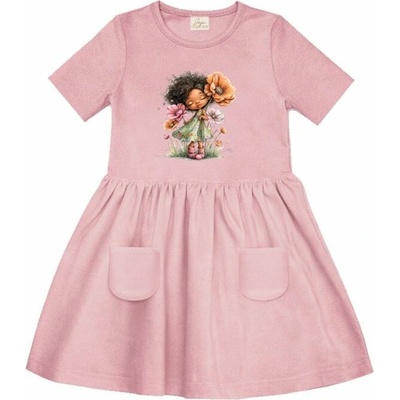 Dievčenské šaty GIRL FLORAL s krátkym rukávom ružová
