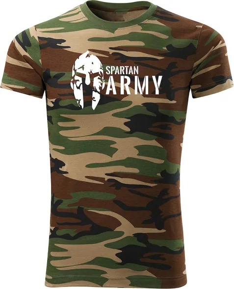 DRAGOWA Тениска с къс ръкав Spartan Army, камуфлаж, 160 г/м2 (6458)