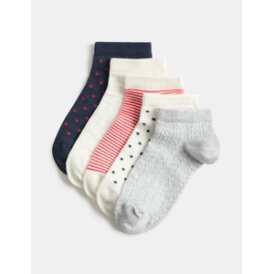 Marks & Spencer Райрани къси чорапи Trainer Liners с високо съдържание на памук, комплект 5 чифта Marks & Spencer синьо Marks & Spencer | Sin | Момичешки | 8+-12