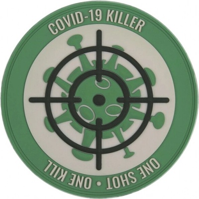 Gumová nášivka 101 Inc nápis COVID-19 Killer - olivová