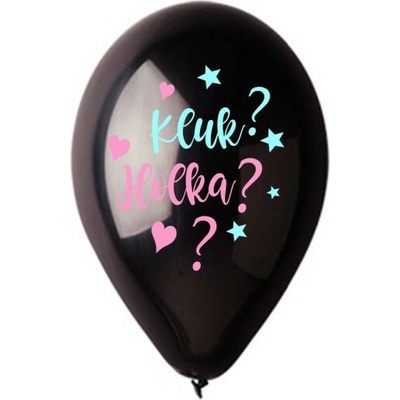 SMART Balónik čierny s českým nápisom Chlapec ? Holka? Gender reveal 30 cm