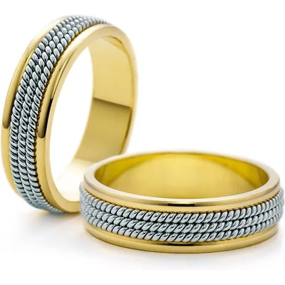 SAVICKI Сватбени халки: двуцветно злато, плоски. 5 мм