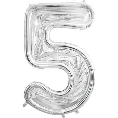 PartyDeco Forma na balónky stříbrná čislice 5 126 cm