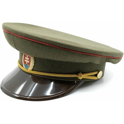 Brigadýrka SK zlatý odznak, kšilt plast, červená linka ZELENÁ vel. 53