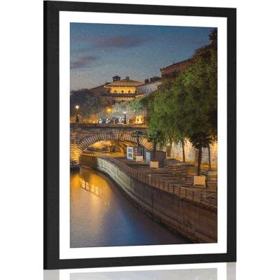 Plakát s paspartou nábřeží Paříže - 60x90 no frame