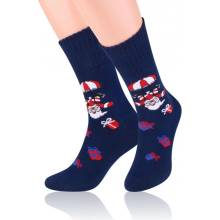 Froté ponožky Santa modrá tmavá