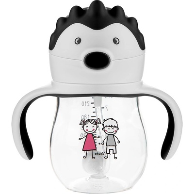 Akuku kúzelná fľaška so slamkou a závažím 250 ml grey