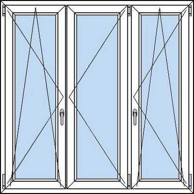 OknaDvereNaMiru.cz Trojkřídlé plastové okno OS + O + OS bílá 2550 x 1300 mm